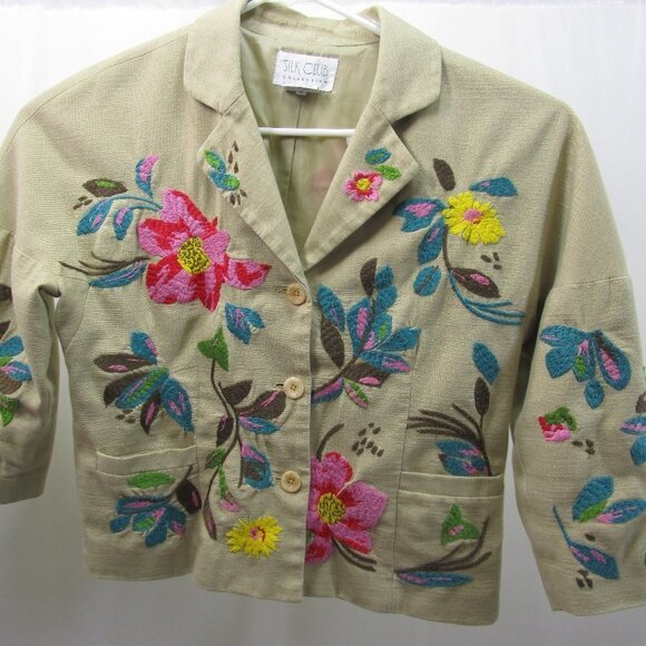 SILK CLUB COLLECTION EMBROIDERED JACKET/BLAZER M - Picture 3 of 8